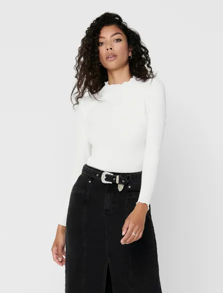ONLEMMA Comfort Fit Top met hoge hals en vrouwelijke ruches