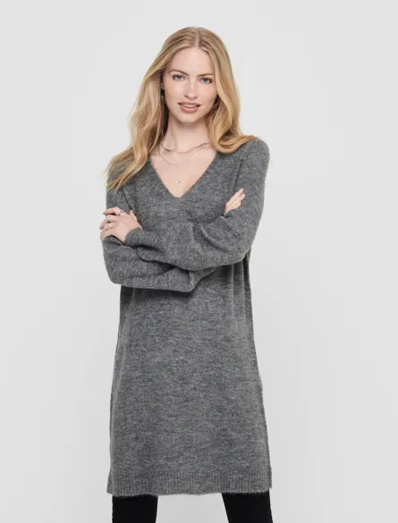 JDYELANORA L/S V-NECK DRESS KNT NOOS