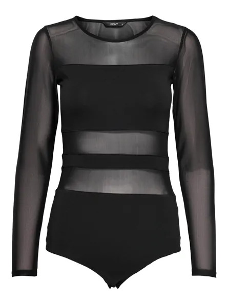 ONLESTHER Femininer Top Langarm-Body mit Knopfverschluss