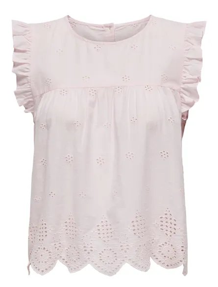 ONLSKY2 Smart ærmeløs top med O-hals og flæser