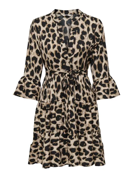 PGATHENA Kort kjole med V-hals og bindebælte