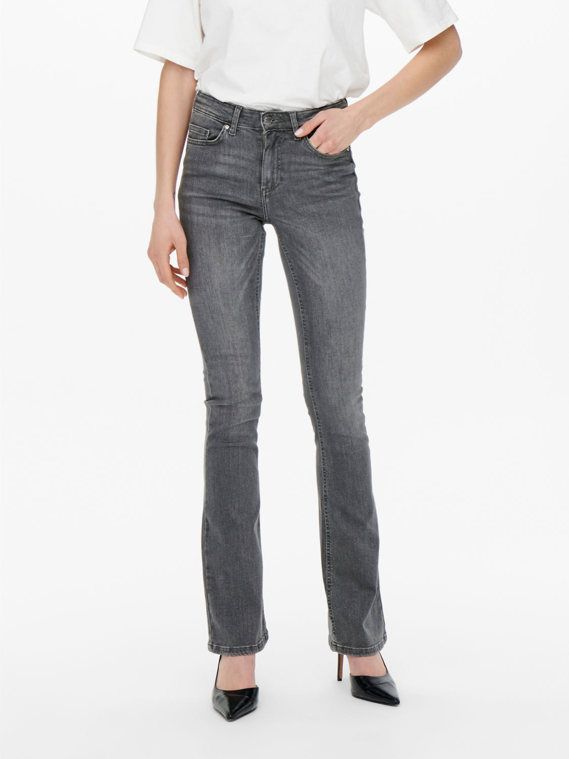 ONLBLUSH Jeans met hoge taille met wijd uitlopende pasvorm en ritssluiting
