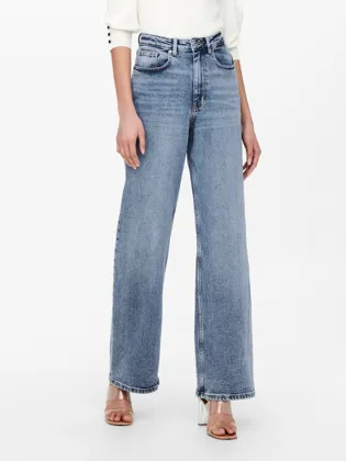 ONLJUICY Weite Bein-Passform JEANS mit hohem Bund und Fronttaschen