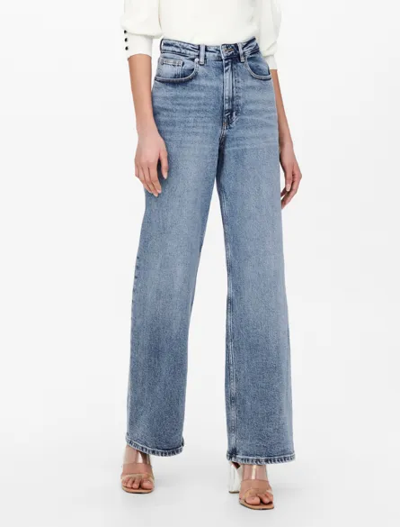 ONLJUICY Weite Bein-Passform JEANS mit hohem Bund und Fronttaschen
