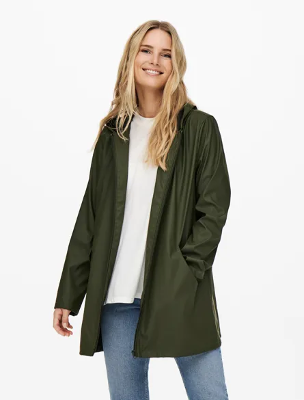 JDYELISA Wasserdichter Regenmantel mit Kapuze