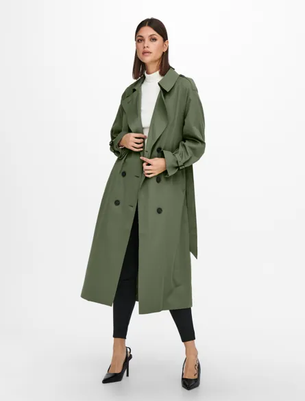 ONLCHLOE Lange trenchcoat met dubbele rij knopen