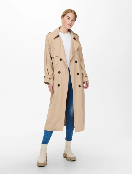 ONLCHLOE Dobbeltradet lang trenchcoat