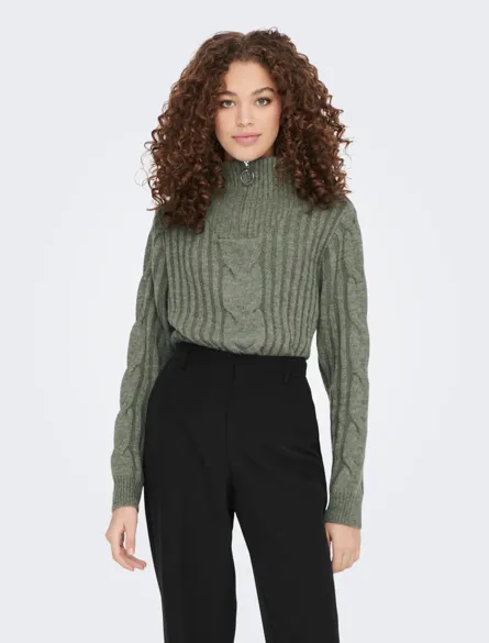 JDYANDREA L/S ZIP CABLE PULLOVE KNT NOOS