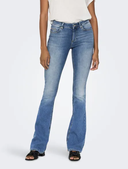 ONLBLUSH Mid Waist Flared Fit Jeans med bæltestropper