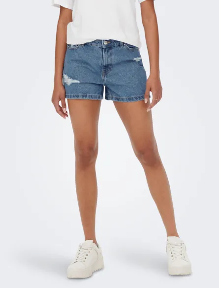 ONLJAGGER Mom Denim Shorts im Used-Look