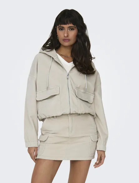 ONLKENZIE Kurze Cordjacke mit Kapuze