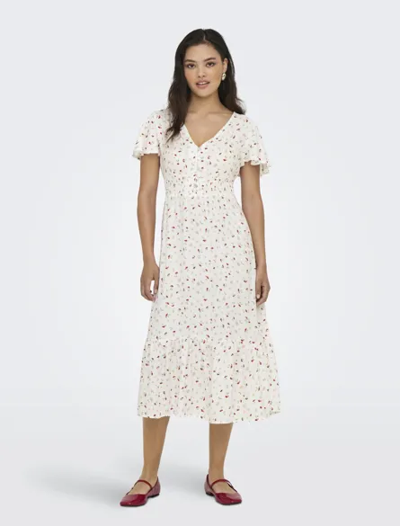 ONLMARIANNE Hverdagskjole med V-hals og korte ærmer