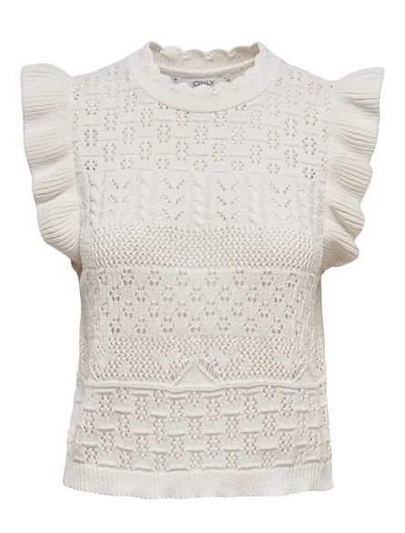 ONLTULLE Trendiges ärmelloses Strickoberteil mit O-Ausschnitt in normaler Passform