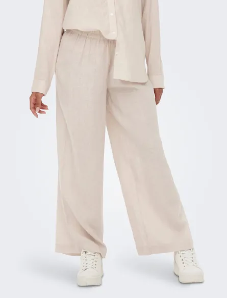 ONLBRUXELLES Bukser med brede ben i hørblanding