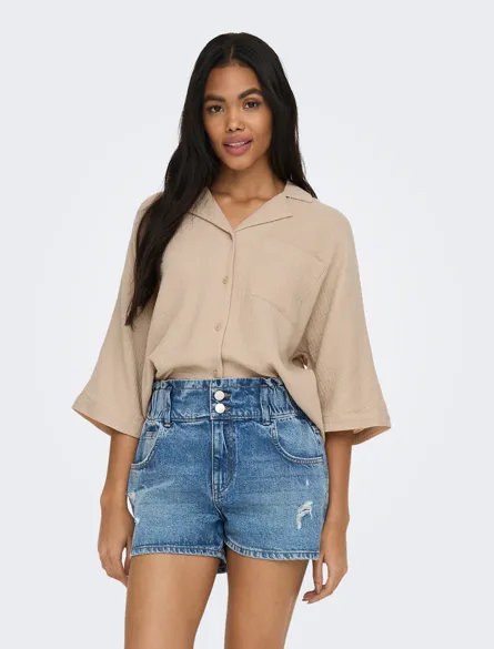 ONLTHYRA Schattig overhemd met korte mouwen en button-down kraag