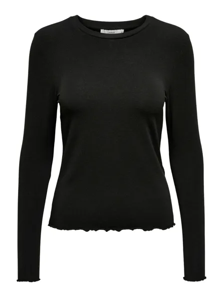 ONLAMOUR Basic O-hals top med lange ærmer