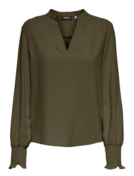 ONLMETTE V-NECK LS SMOCK TOP NOOS WVN