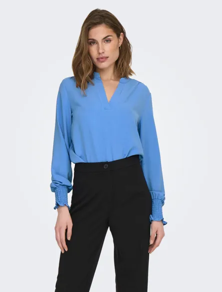 ONLMETTE V-NECK LS SMOCK TOP NOOS WVN