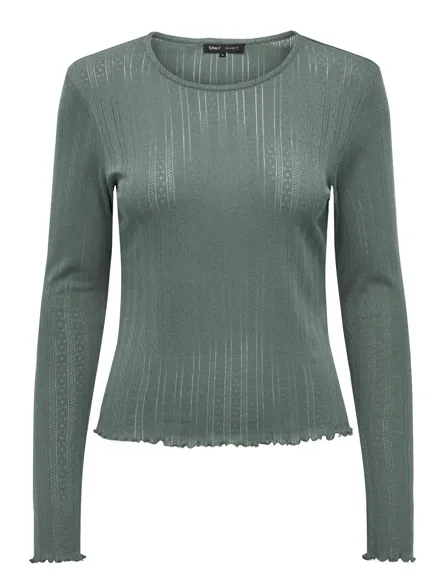 ONLCARLOTTA Basic top met ronde hals met lange mouwen en ruches