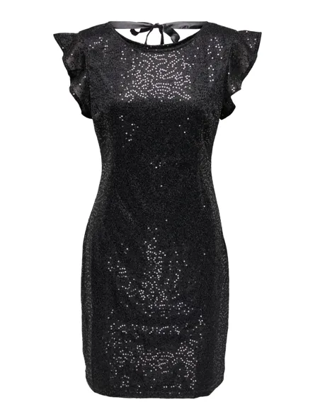 STUDUNA FRILL CAP SL SHORT DRESS WVN