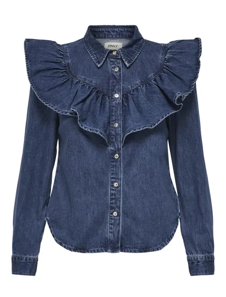 ONLINDIGO LS FRILL DNM SHIRT QYT NOOS