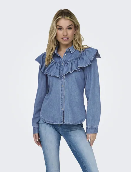 ONLINDIGO LS FRILL DNM SHIRT QYT NOOS
