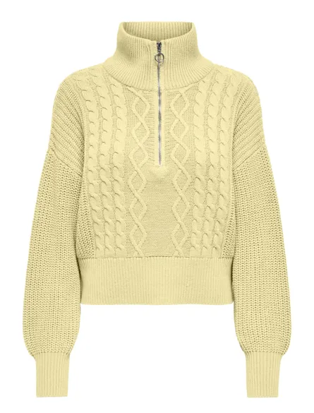 ONLDORITTA LS CABLE ZIP HIG NECK KNT