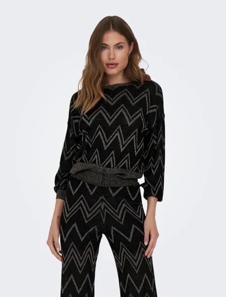 ONLNICOLE LIFE LS GLITTER O-NECK RP KNT
