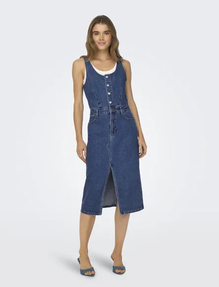 ONLSANNE S/L SPENCER MIDI DNM DRESS MAE