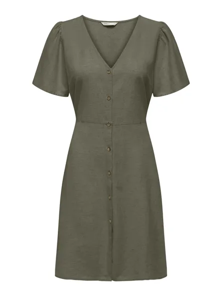 ONLVITA Regular Fit Kleid mit Cutline an der Taille und Volumenärmeln