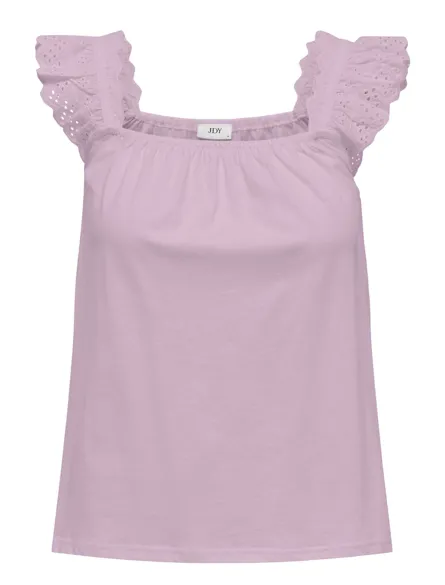 JDYVANJA Top mit quadratischem Ausschnitt und Spitzendetail für den Alltag