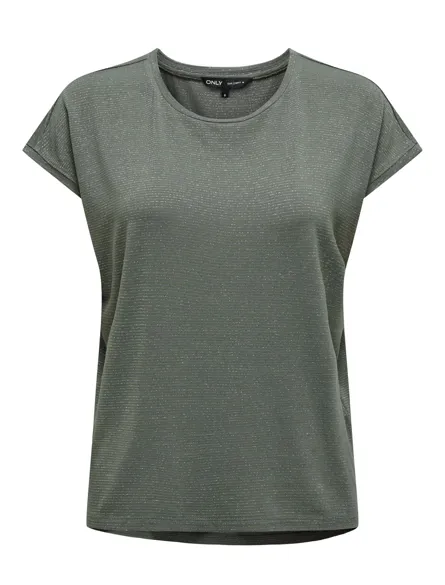 ONLCLAUDIA Basic Top mit V-Ausschnitt und Glitzer-Detail