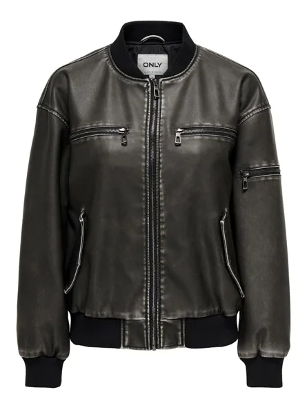 ONLHALLI FAUX LEATH OVERSIZE BOMBER OTW