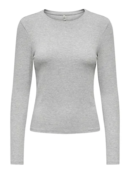 ONLRILEY Basic Top mit O-Ausschnitt und langen Ärmeln für junge Frauen