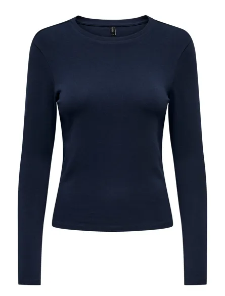 ONLRILEY Basic Top mit O-Ausschnitt und langen Ärmeln für junge Frauen