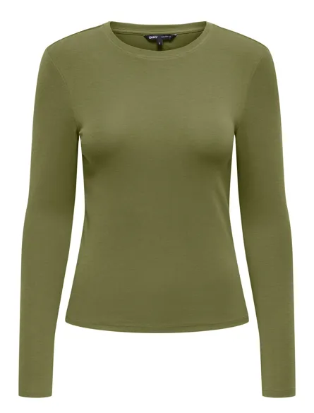 ONLRILEY Tight Fit O-hals top med lange ærmer