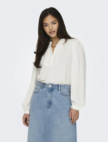 JDYRACHEL LIFE L/S PINTUCK TOP WVN NOOS