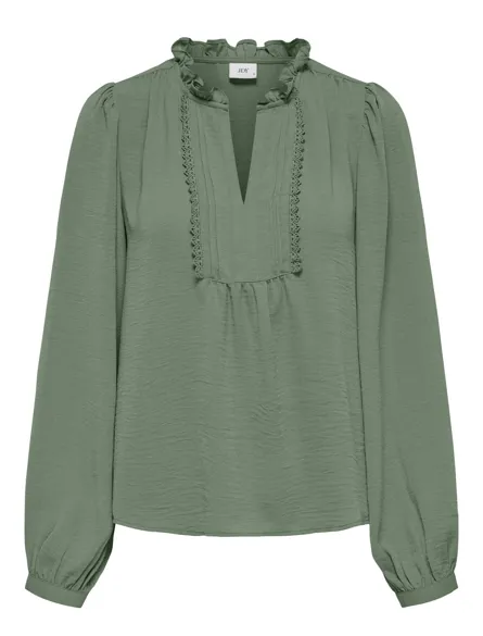 JDYRACHEL LIFE L/S PINTUCK TOP WVN NOOS