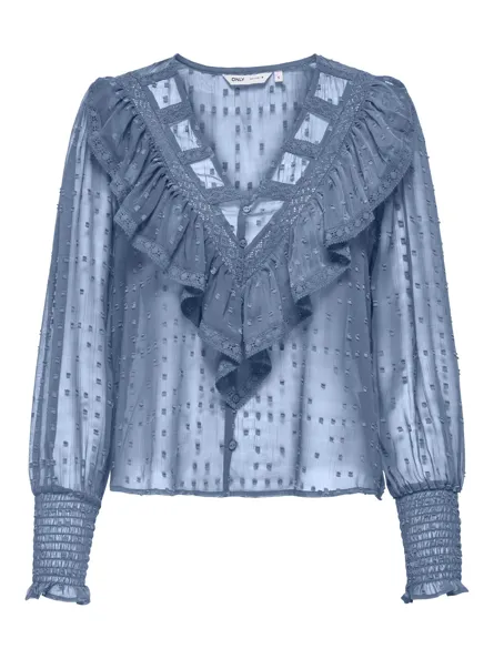 ONLELEANOR Schickes Top mit V-Ausschnitt und langen Ärmeln