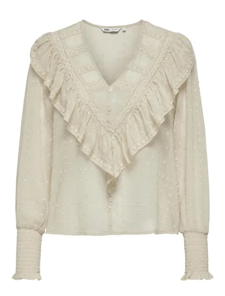 ONLELEANOR Schickes Top mit V-Ausschnitt und langen Ärmeln