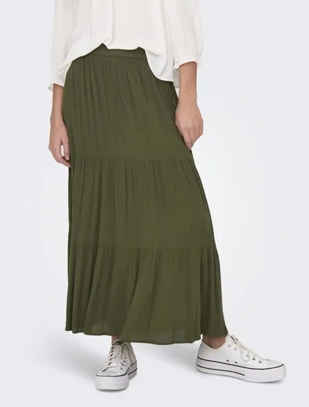 ONLMIKKA Basic-Rock mit Seitenschlitzen und Maxi-Länge