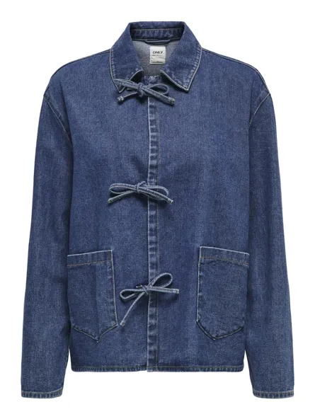 ONLTHILLE Denimjakke med lang krave og lommer foran