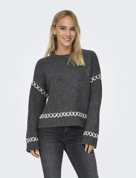 ONLAMANDA LS O-NECK DETAIL KNT NOOS