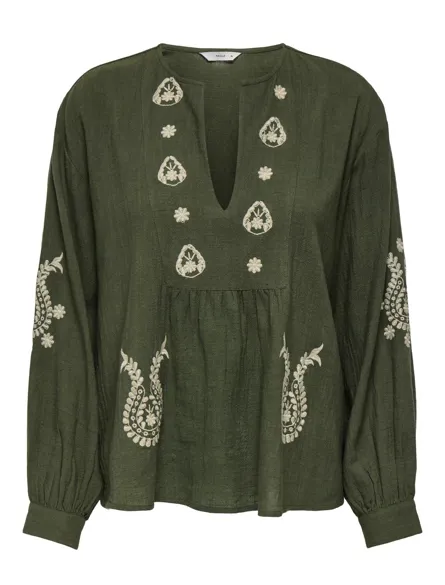 ONLMOON Top met V-hals met lange mouwen en borduursel