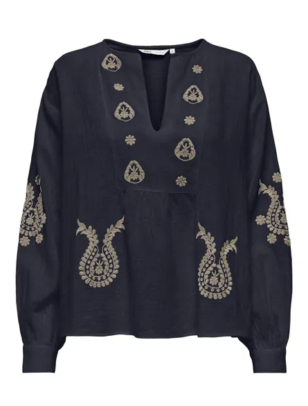 ONLMOON Top met V-hals met lange mouwen en borduursel