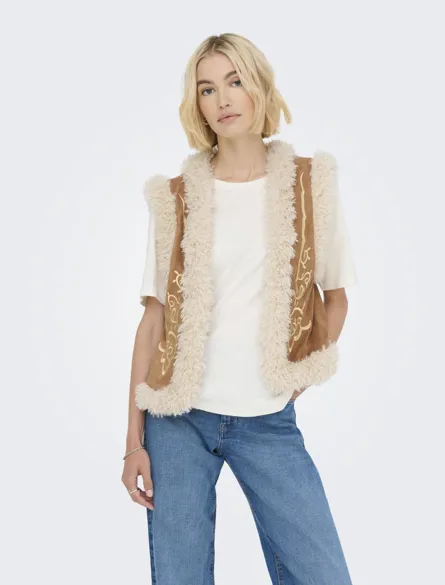 ONLCILLE EMB FAUX SUEDE WAISTCOAT CS OTW