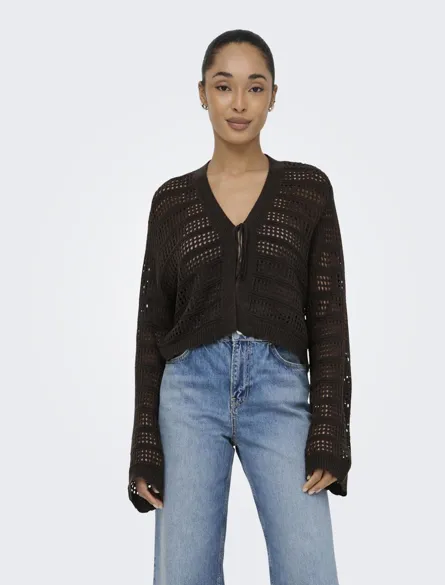 ONLLYKKE Strickjacke mit geripptem Saum und langen Ärmeln, Regular Fit