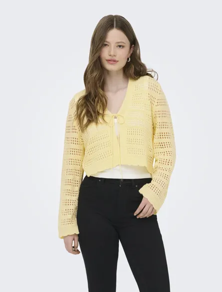 ONLLYKKE Strickjacke mit geripptem Saum und langen Ärmeln, Regular Fit