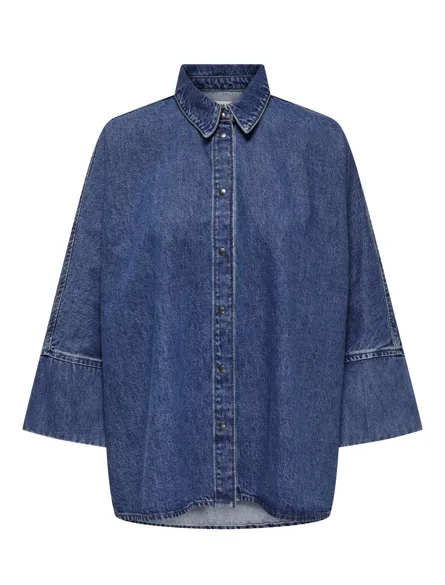 ONLGRACE Jeanshemd mit hohen Manschetten und 3/4-Ärmeln für den Alltag