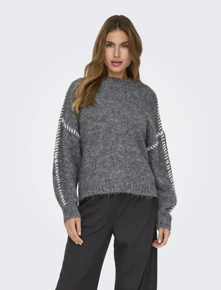 JDYZOEY LIFE L/S ON STITCH PULL KNT NOOS